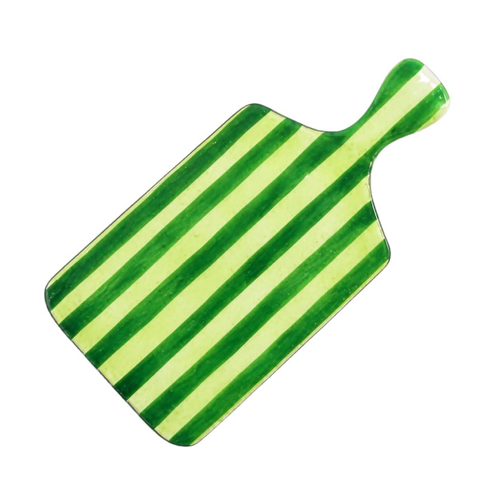 Serveerplateau glas Artisano Green Stripes 45x23cm - Serveerplateaus - Cavari Atelier