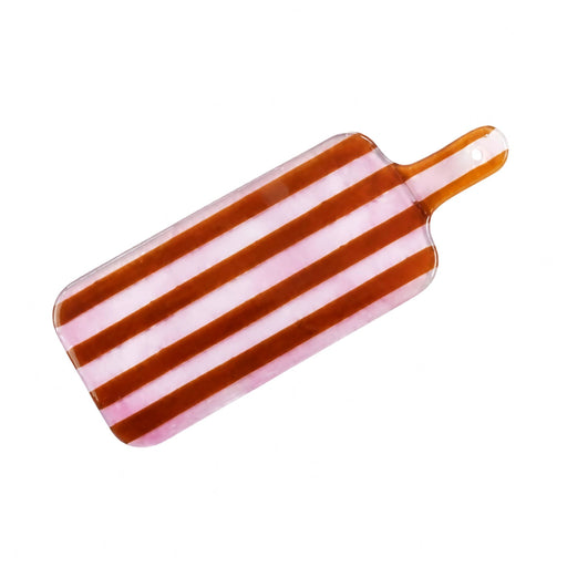 Serveerplateau glas Artisano Magenta Stripes 38x15cm - Serveerplateaus - Cavari Atelier