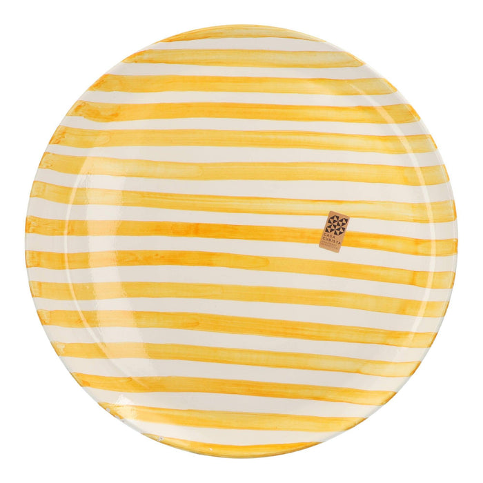 Serveerplateau met streeppatroon geel 40cm Casa Cubista - FOODIES IN HEELS