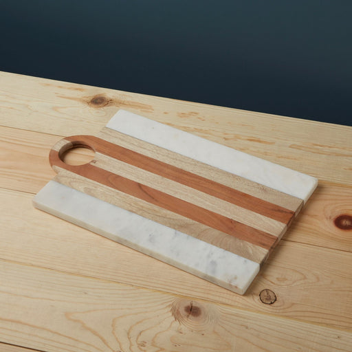 Serveerplateau Moa marmer en hout 41x26cm - Borrelplateaus - Be Home