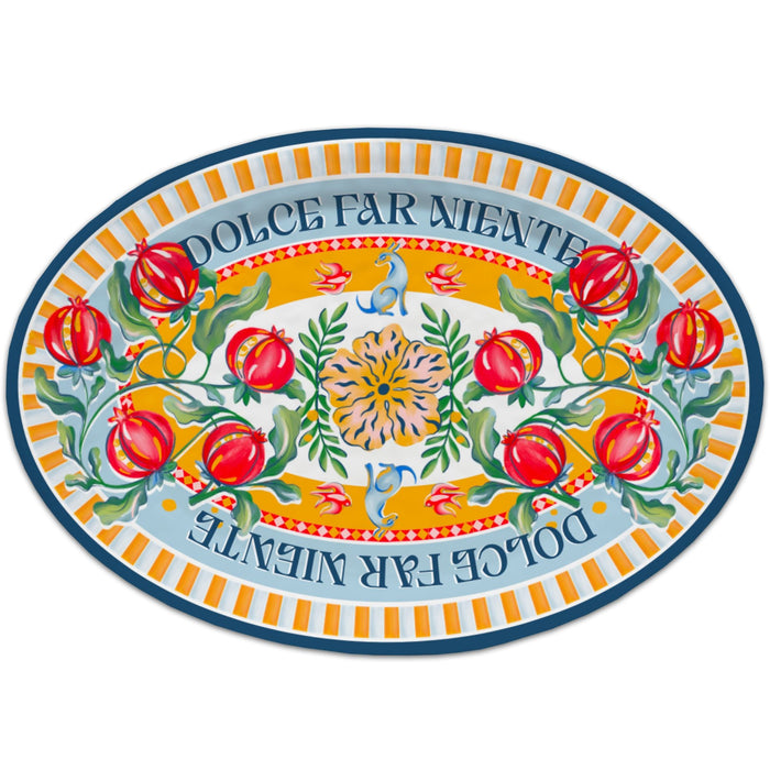 Serveerschaal ovaal Dolce Far Niente 50x35cm - gemaakt van melamine - Schalen - Baci Milano