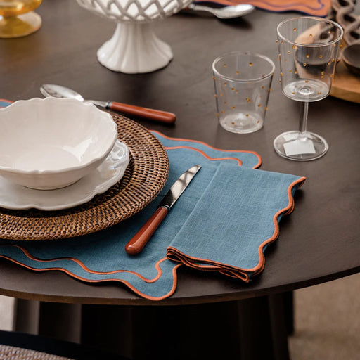 Servet Beja blue with terracotta 45x45cm - Servetten - Mariaida Home