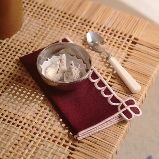 Servet Belle Nuit burgundy with salmon 45x45cm - Servetten - Mariaida Home