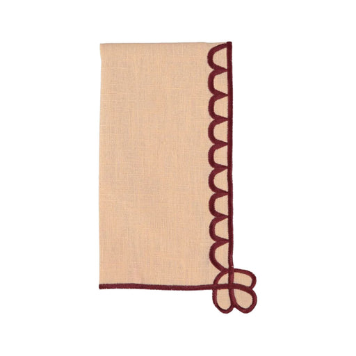 Servet Belle Nuit salmon with burgundy 45x45cm - Servetten - Mariaida Home