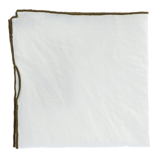 Servet Bourdon Canvas Mimi - Blanc & Bourdon Kaki (set van 6) - Servetten - Maison de Vacances