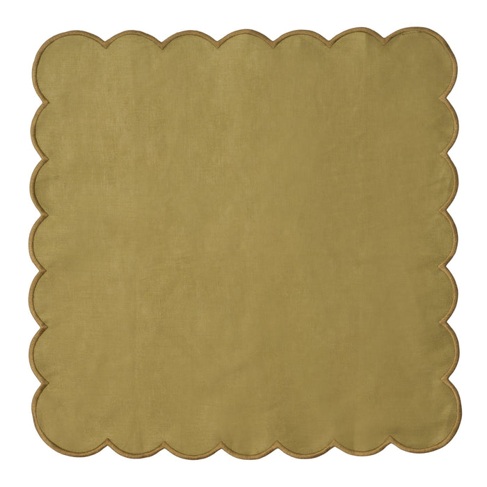Servetten 100% linnen scallop olijfgroen 40x40cm (set van 2) - Servetten - Kulu Club