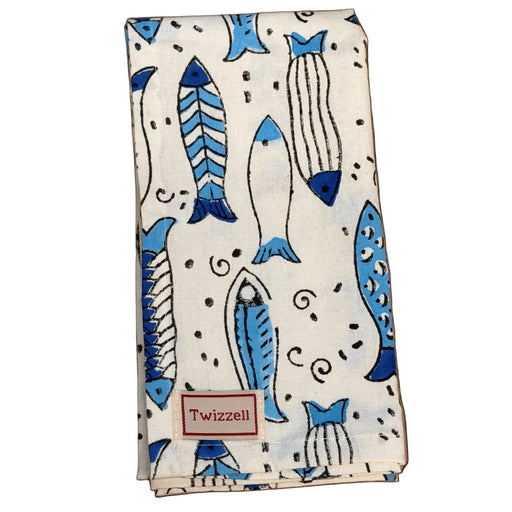 Servetten Blue Fish Spritz 45x45cm (set van 4) - Servetten - Twizzell