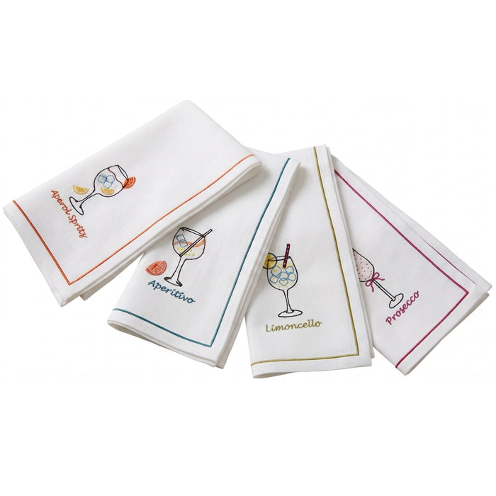 Servetten geborduurd Drinks! 40x40cm (set van 4) - Servetten - Les Ottomans