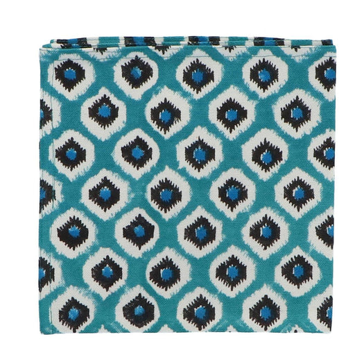 Napkins hand printed cotton blue light blue white pattern 40x40cm (set of 4) Les Ottomans - -. FOODIES IN HEELS