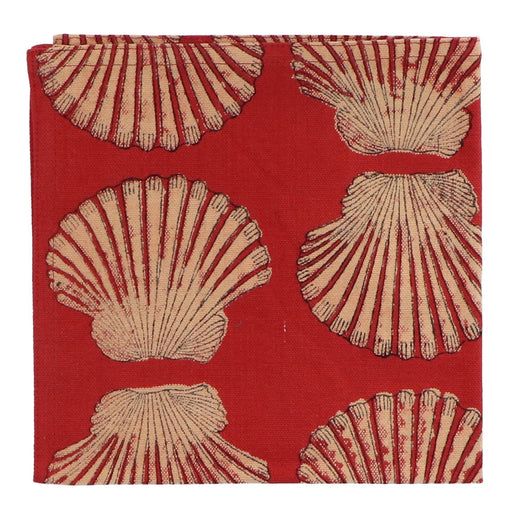 Servetten handgeprint katoen rood wit schelp 40x40cm (set van 4) Les Ottomans - FOODIES IN HEELS