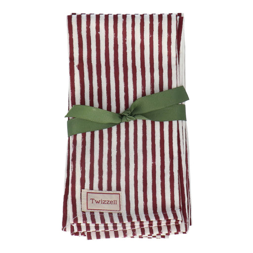 Servetten Merlot & White Stripe 45x45cm (set van 4) - Servetten - Twizzell
