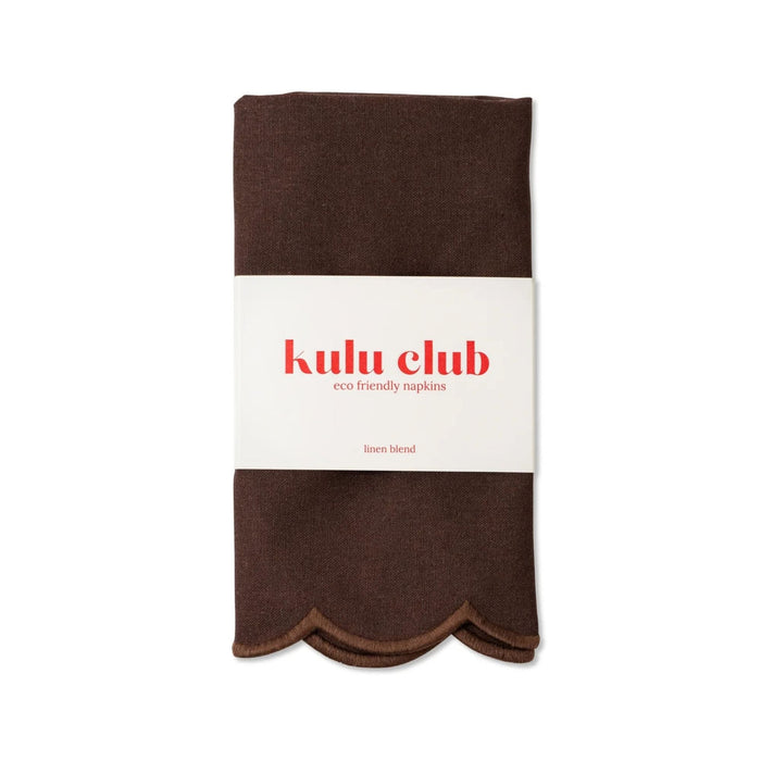 Servetten scallop bruin 40x40cm (set van 2) - Servetten - Kulu Club