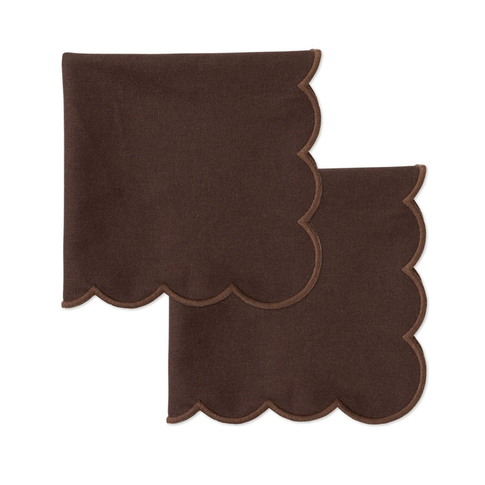 Servetten scallop bruin 40x40cm (set van 2) - Servetten - Kulu Club