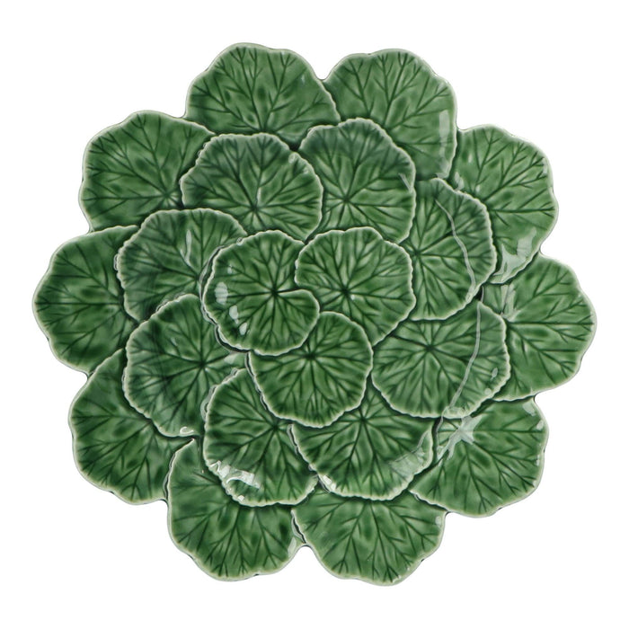 Taartplateau op voet Geranium groen 33cm - Taartplateaus - Bordallo Pinheiro