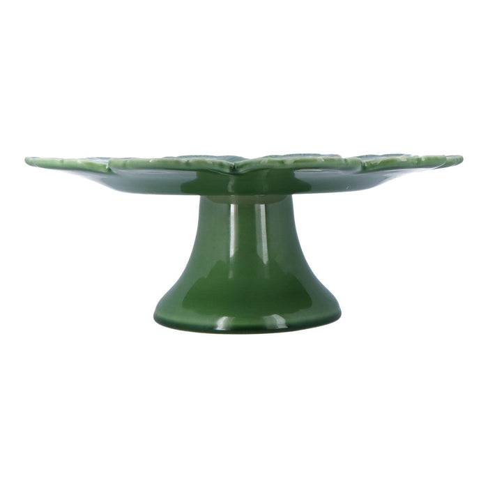 Taartplateau op voet Geranium groen 33cm - Taartplateaus - Bordallo Pinheiro