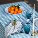 Tafelkleed Bourdon Canvas Mimi Vichy - Vichy Aqua & Bourdon Noir 145x300cm - Tafelkleden - Maison de Vacances