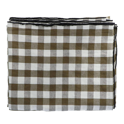 Tafelkleed Bourdon Canvas Mimi Vichy - Vichy Kaki & Bourdon Noir 145x300cm - Tafelkleden - Maison de Vacances