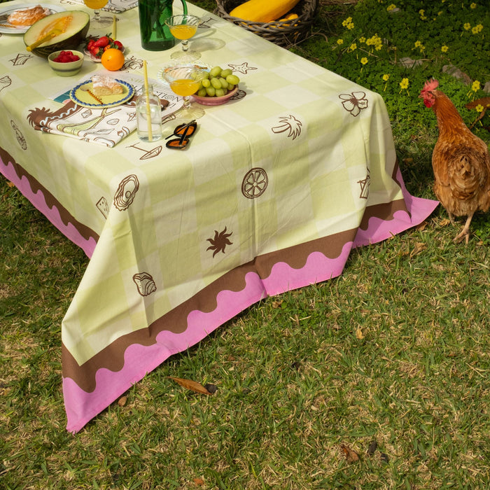 Tafelkleed Checkered Olive 140x300cm - Tafelkleden - Sam Sam