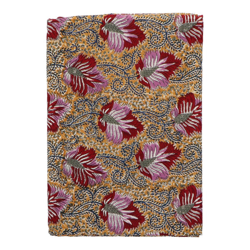 Tafelkleed handgeprint katoen geel paars 250x150cm - Tafelkleden - Les Ottomans
