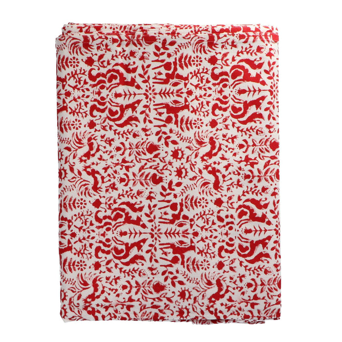 Tafelkleed handgeprint katoen wit rood motief 250x150cm Les Ottomans - FOODIES IN HEELS