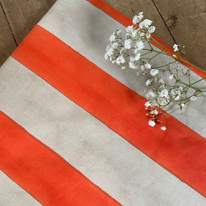 Tafelkleed Orange & Beige Stripe 170x300cm - Tafelkleden - Twizzell