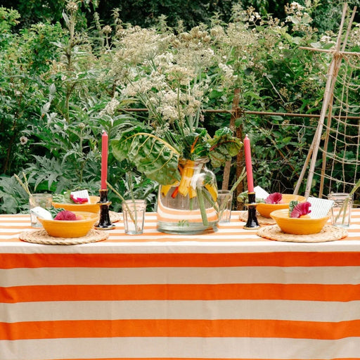 Tafelkleed Orange & Beige Stripe 170x300cm - Tafelkleden - Twizzell