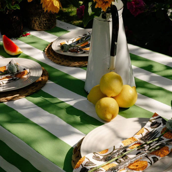 Tafelkleed Sage & White Stripe 170x300cm - Tafelkleden - Twizzell