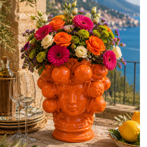 Testa di Moro Oranje vaas 30cm - Vazen - Piccobella