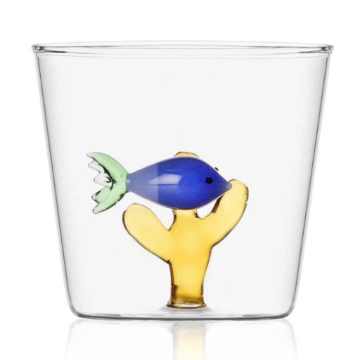 Waterglas Blue Fish Amber Seaweed - Waterglazen - Ichendorf Milano
