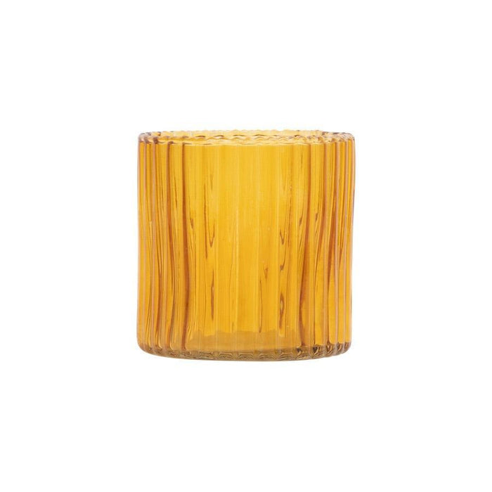 Waxinelichthouder geribbeld glas mustard À la - FOODIES IN HEELS