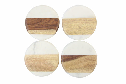 Wit marmer met hout ronde onderzetters (set van 4) Be Home - FOODIES IN HEELS