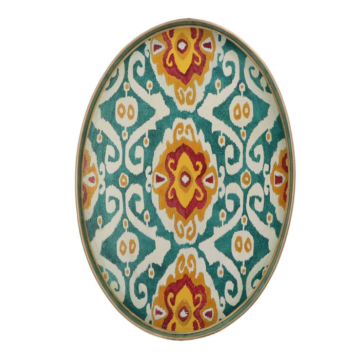Tablett oval handbemalt Ikat 48x39cm blau rot Les Ottomans -. FOODIES IN HEELS