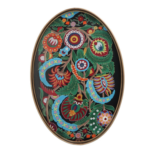 Tablett oval handbemalt Ikat 48x39cm grün blau Les Ottomans -. FOODIES IN HEELS