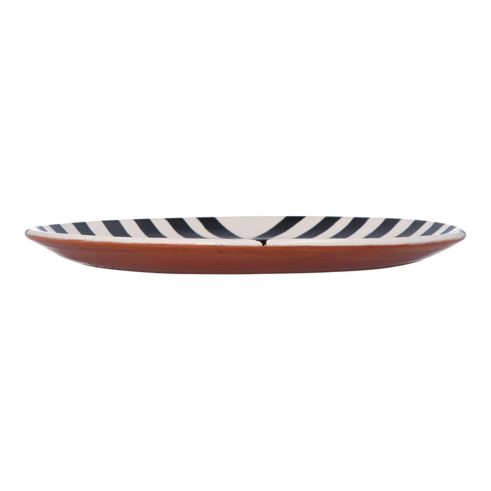 Essteller mit Chevron-Muster schwarz 27cm - Essteller - Casa Cubista