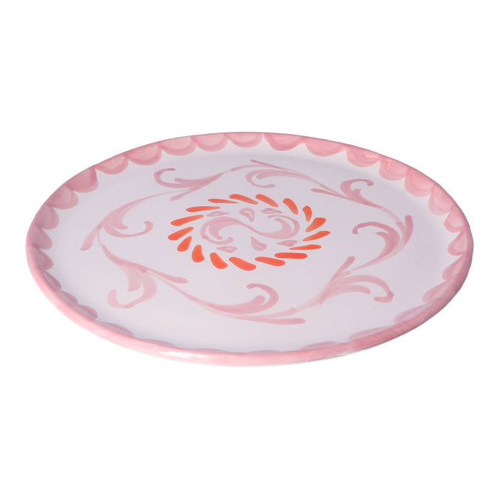 Essteller PXLL rosa mit orangefarbenem Ikat 29cm - Essteller - Lenta Living