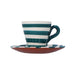 Espresso Tasse und Untertasse horizontale Streifen teal (2er Set) Casa Cubista - -. FOODIES IN HEELS