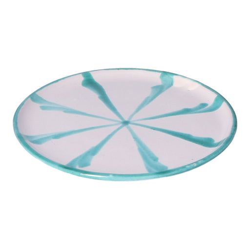 Gebaksbordje streep turquoise 15cm - Kleine borden - Lenta Living