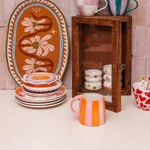 Gestreepte Mok Roze Oranje (set van 4) - Mokken - All the Luck in the World