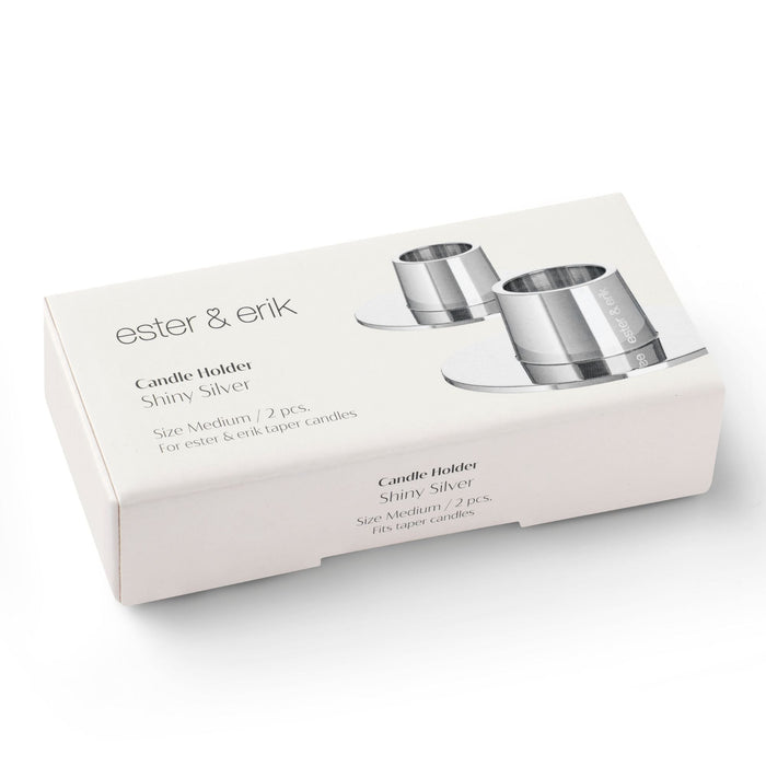 Kaarsenhouder zilver glanzend (set van 2) - Kandelaren - Ester & Erik