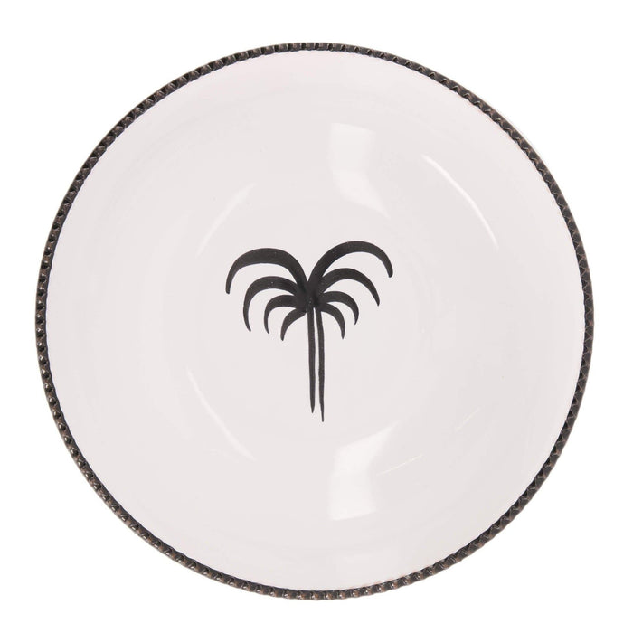 Schale Palme weiß schwarz Pizzolato 19cm - Schalen - Enza Fasano