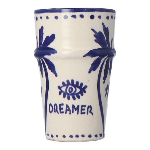 Mok Latte Palmtree Blue & White 12cm - Mokken - Dreamer Collectives