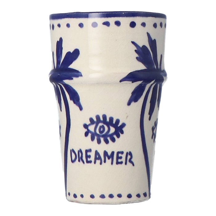 Mok Latte Palmtree Blue & White 12cm - Mokken - Dreamer Collectives