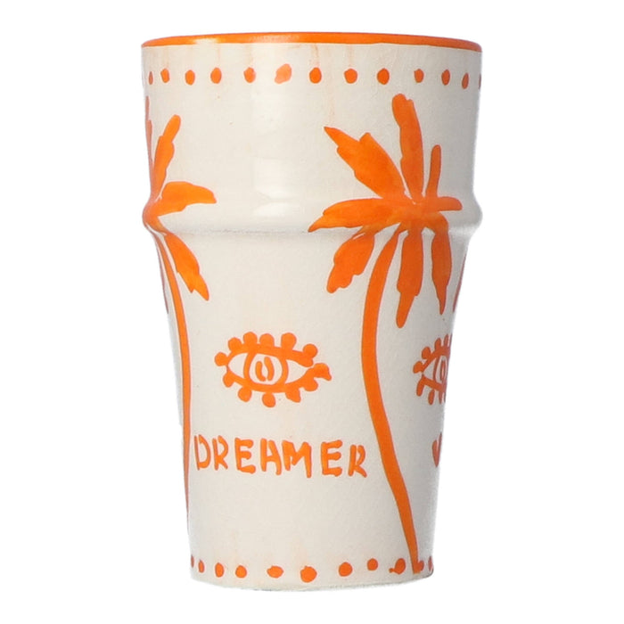 Mok Latte Palmtree Orange & White 12cm - Mokken - Dreamer Collectives