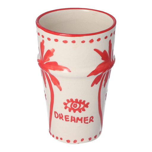 Mok Latte Palmtree Red & White 12cm - Mokken - Dreamer Collectives