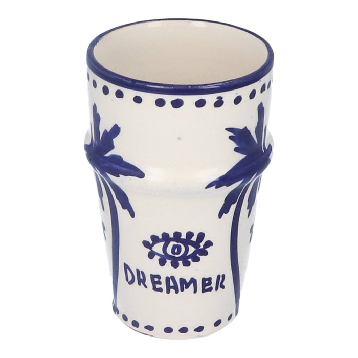 Mok Palmtree Cappuccino Blue & White 10cm - Mokken - Dreamer Collectives