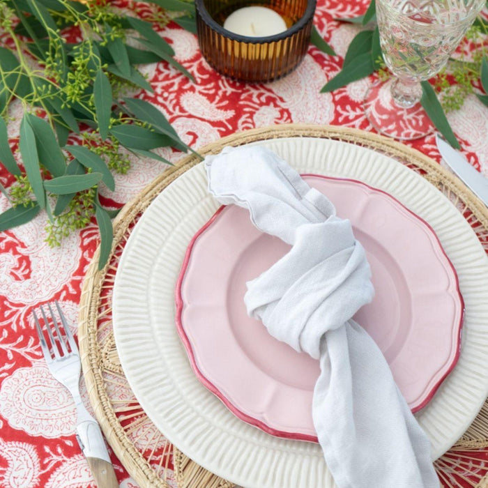 Frühstücksteller Baccellato Dusty Rose mit Fuscia Rand 21cm - Kleine Teller - Enza Fasano