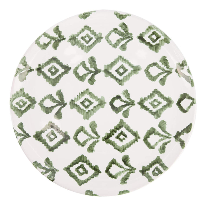 Frühstücksteller Karomuster weiss grün glatter Rand 21cm - Kleine Teller - Enza Fasano