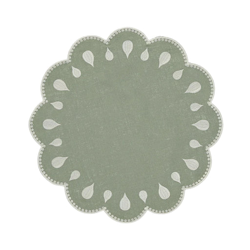 Tischset Gotas gestickt grün & weiß 45cm - Tischsets - Mariaida Home