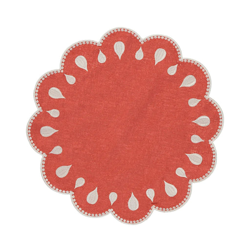 Tischset Gotas gestickt terrakotta & weiß 45cm - Tischsets - Mariaida Home