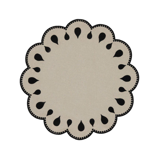 Platzdeckchen Gotas gestickt schwarz 40cm - Platzdeckchen - Mariaida Home